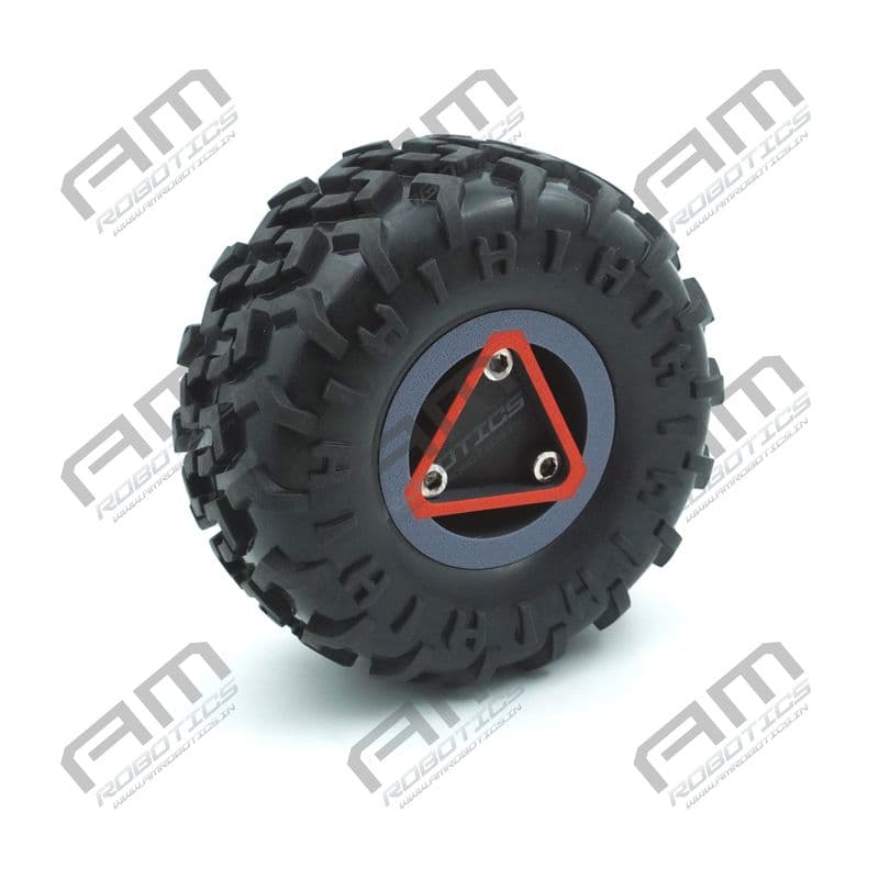 125X60MM HIGH DENSITY MS FLANGE HEAVY DUTY RC WHEEL for 6mm Shaft Motors Red and Gray Pack of 2 - View 2