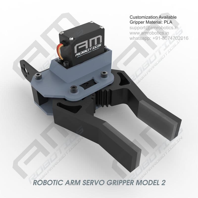 3D Printed Robotic Arm Gripper with MG996R Servo Motor Mount Model 2 - View 1