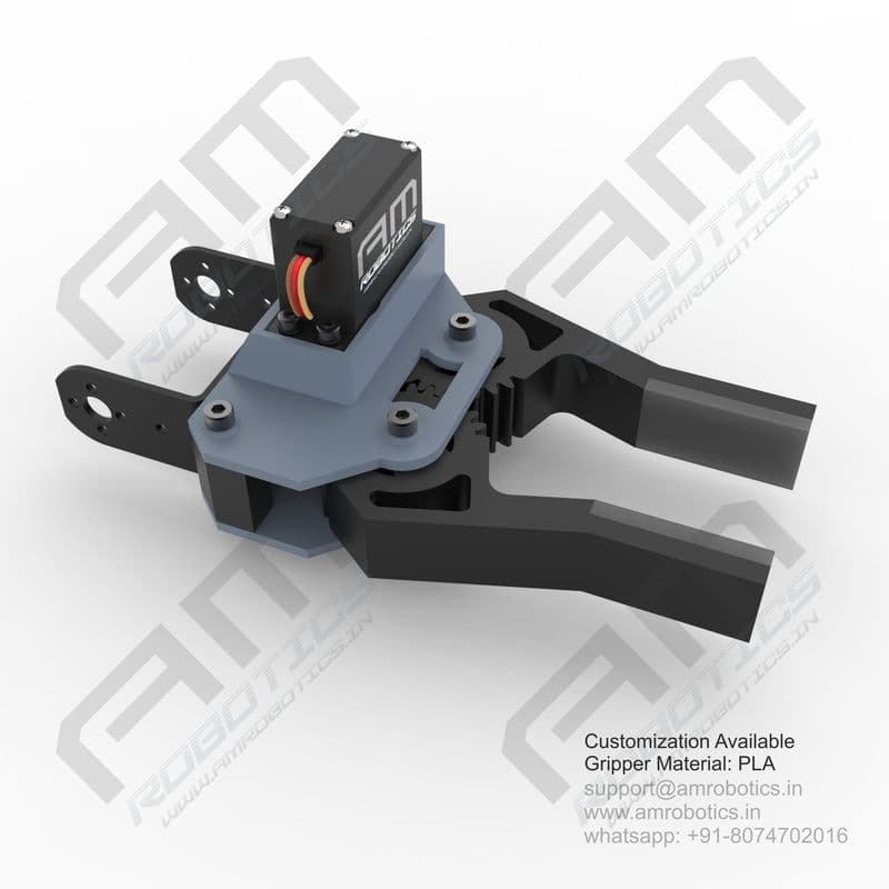3D Printed Robotic Arm Gripper with MG996R Servo Motor Mount Model 2 - View 2