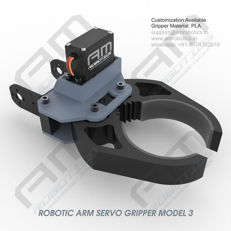 3D Printed Robotic Arm Gripper with MG996R Servo Motor Mount Model 3 - View 1