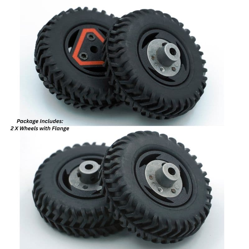 AM Robotics Off Road Robot Wheel, 80mm x 25mm, Rubber Tyre with 6mm Aluminium Flange, 2kg Payload, 2-Pack - View 3