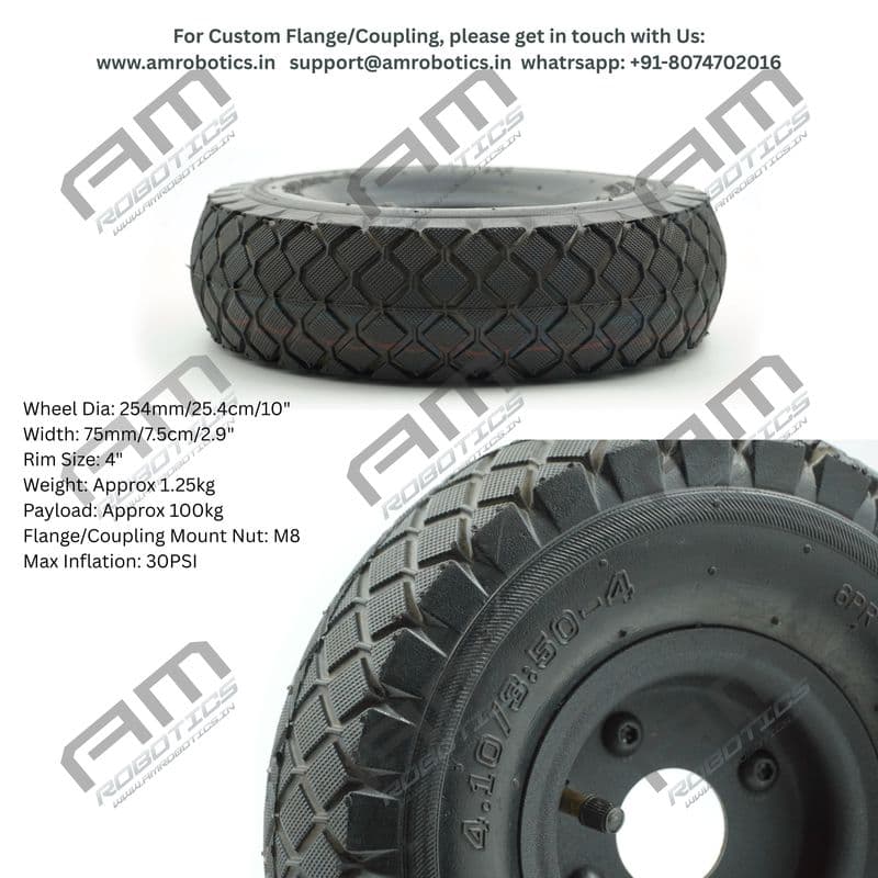 Am Robotics Heavy-Duty 10 Inch Pneumatic Wheel for Robotics & Industrial Applications - View 3