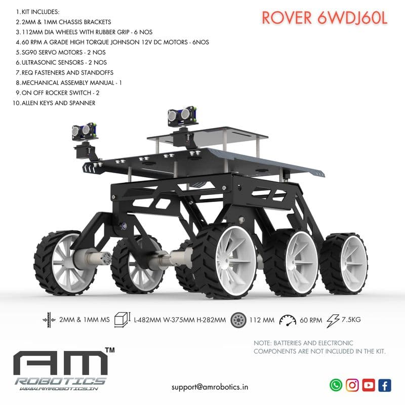ROVER 6WDJ60L ROCKER BOGIE SUSPANSION HIGH TORQUE DIY ROBOTIC CHASSIS KIT - View 2