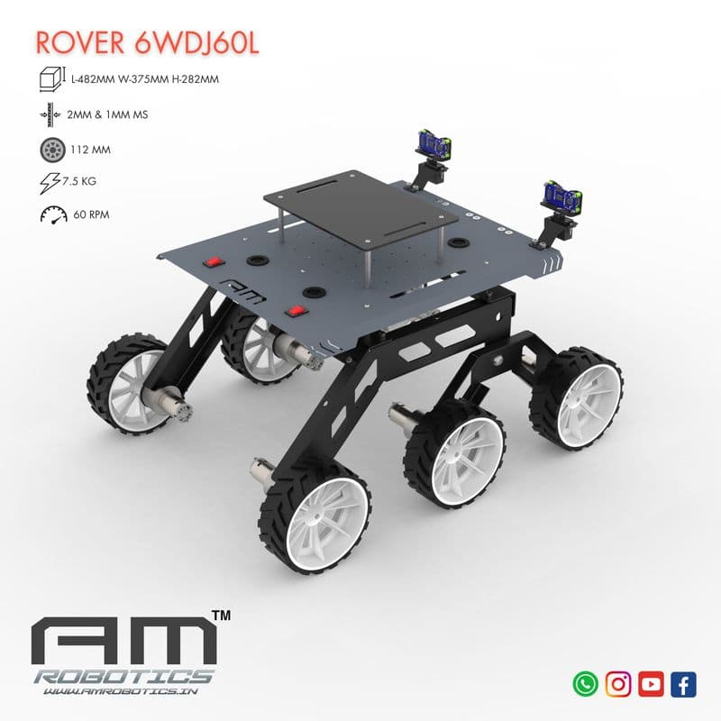ROVER 6WDJ60L ROCKER BOGIE SUSPANSION HIGH TORQUE DIY ROBOTIC CHASSIS KIT - View 3