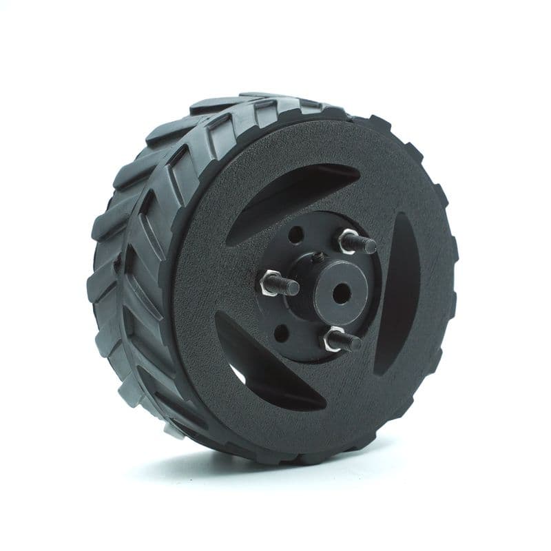 112x46 Tractor Grip Wheel for 6mm Shaft Motors - Robust Robotics Traction Gray Color - View 2