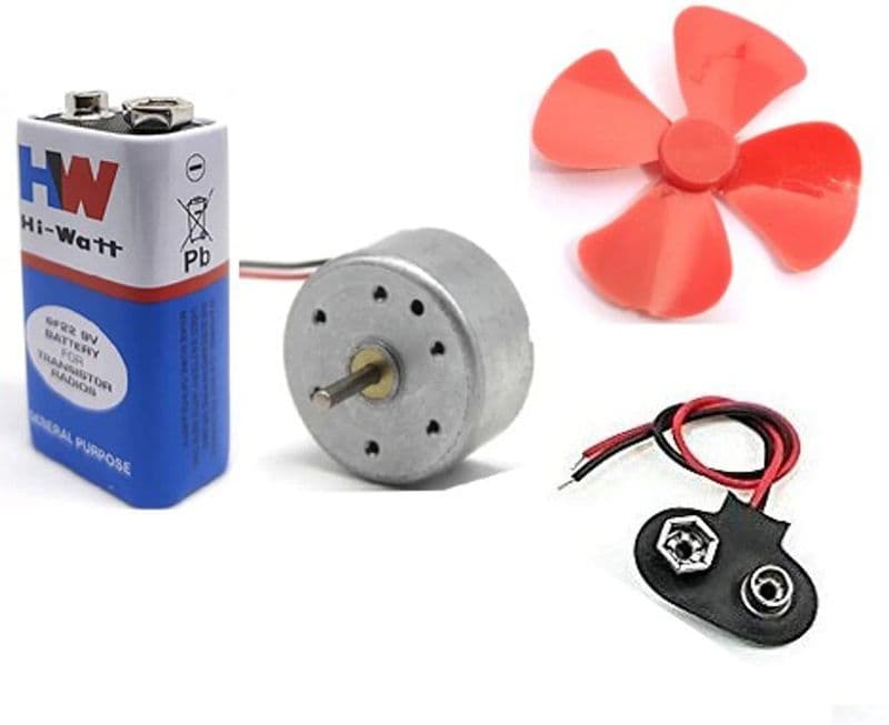 Science Project Dc Motor KIT with Propeller / 9v Battery for Students / Kids Educational Electronic Hobby Kit - View 1