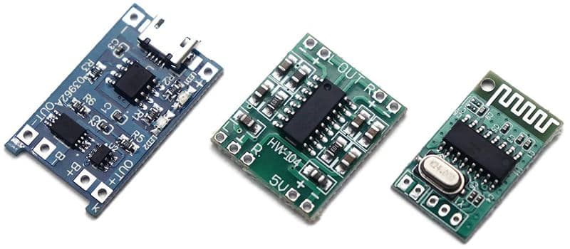 Combo of PAM8403 Amplifier Board with Bluetooth Audio Receiver & Micro USB Battery Charger Module - View 1