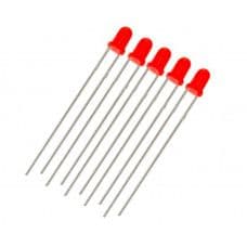 Red LED - 3mm Diffused - 5 Pieces Pack - View 1