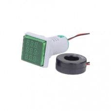 Green AC50-500V 0-100A 0-100Hz AD16- 22AVHz 3 in 1 Square LED Voltage Current Hertz Indicator - View 1