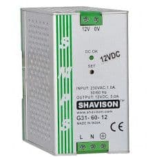 G31-60-12 Shavison SMPS - 12V 5A - 60W DIN Rail Mountable Metal Power Supply - View 1