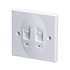 MX Dual Port Face Plate Cat 5E and Cat 6 IO with Shutter 86mm x 86mm (MX-2539) - View 1