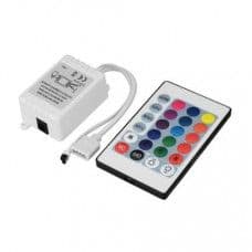 12V 5050 RGB LED Strip Controller box with 24 Key IR Remote Control - View 1