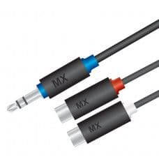 MX 3.5mm Stereo Plug To 2 x RCA Female Socket Cord 0.3 Meter (MX-3386) - View 1