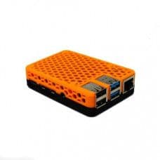 3D Printed Raspberry Pi 4 Case Black Orange - View 1