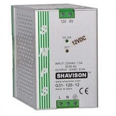 G31-120-12 Shavison SMPS - 12V 8A - 96W DIN Rail Mountable Metal Power Supply - View 1