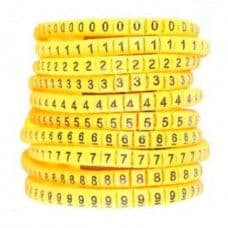 Self Locking Yellow Flexible Cable Marker PVC Ferrules (Numbered 0 to 9) 1.5 sq mm - View 1