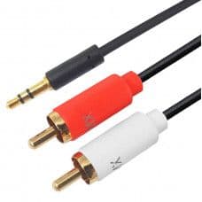 MX EP Stereo Male Plug 3.5mm To 2 RCA Male Plug Cord 1.5 Meter Slim Type Gold Plated (MX-4067) - View 1