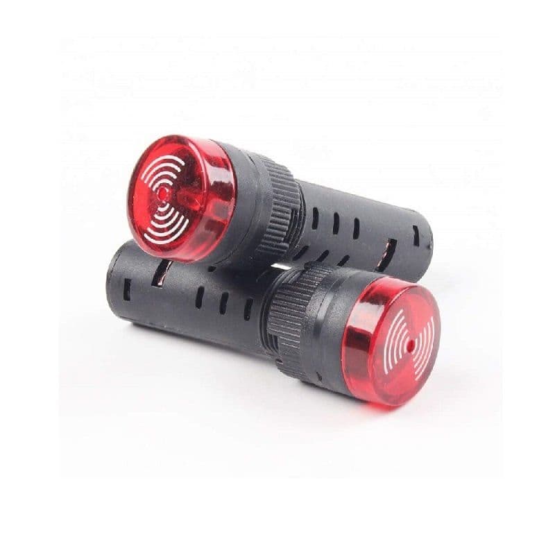 Red AC/DC12V 30mm AD16-30SM LED Signal Indicator Built-in Buzzer - View 3