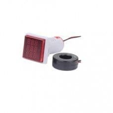 Red AC50-500V 0-100A 0- 100Hz 22mm AD16-22AVHz Square LED Voltage Current Hertz 3 In 1 Indicator with transformer - View 1