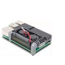 Grey Aluminum Heat Sink Case with Double Fans for Raspberry Pi 4 Model B - View 1