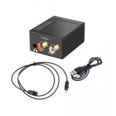 Black Digital Optical Coaxial to Analog RCA R/L Audio Converter with 3.5 mm Jack with USB Power Cable+Optical Cable - View 1