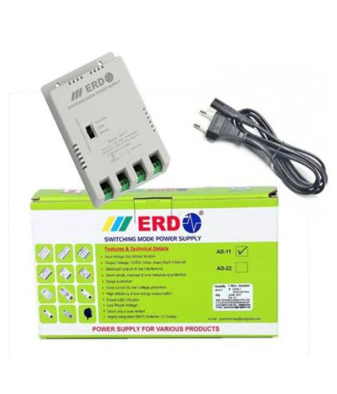 4 Channel CCTV Power Supply 12V 1A each ERD SMPS Adaptor AD-11 ET5826 - View 1