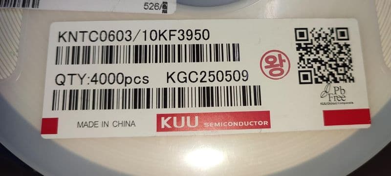 NTC 10k 0603 SMD KNTC0603/10KF3950 KUU THERMISTOR 3950K ±1%Thermistors ETD11254 - View 2