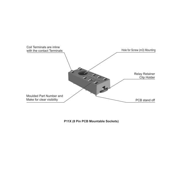 RELAY BASE 8 pin P11X+ CLIPS PARAMOUNT ET11383 - View 3