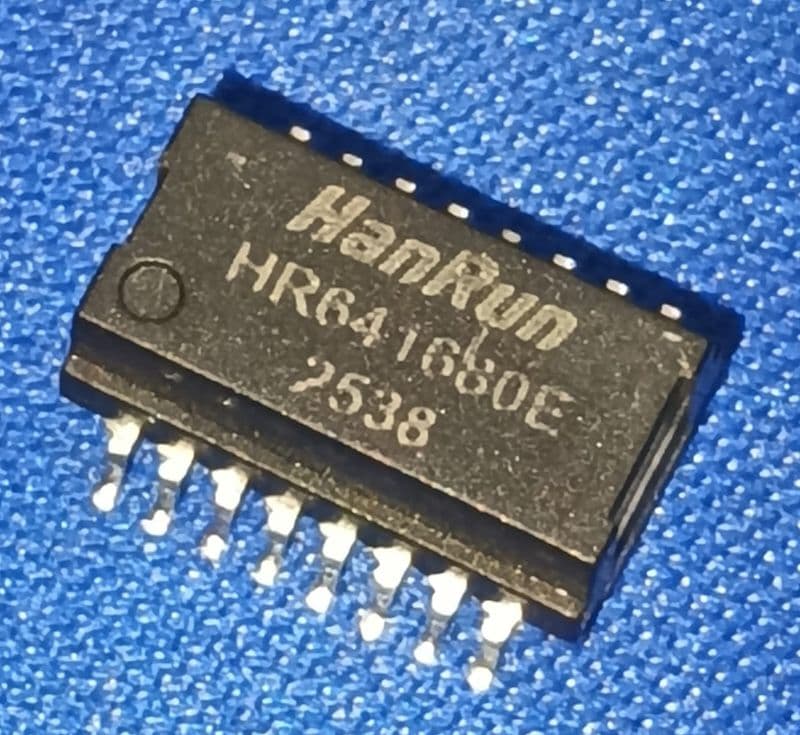 HR641680E SMD-16P,12.7x9.5mm HANRUN .5kV Single port 1:1 10/100 Base-T Pulse Transformers ETD11454 - View 1