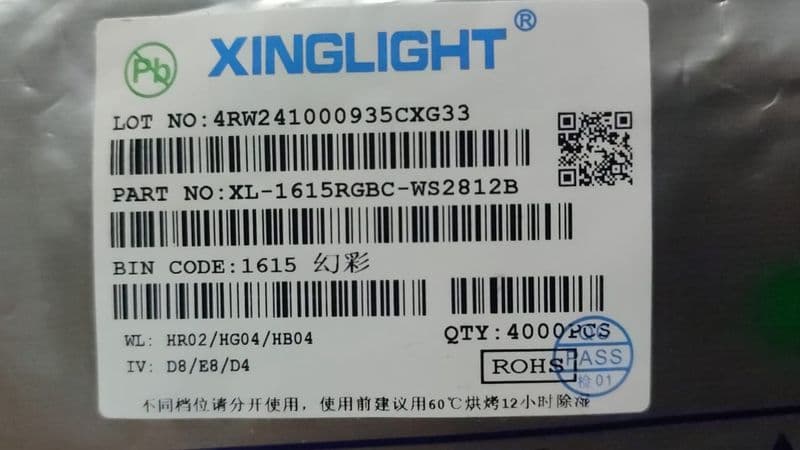 XL-1615RGBC-WS2812B PIXEL RGB LED 4Pin SMD XINGLIGHT ET7607 - View 2