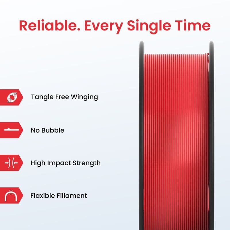 RED Color 3d printer filament PLA+ 1.75mm 1kg ET6171 - View 2