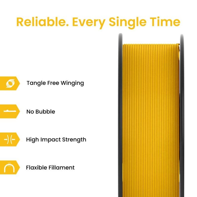 YELLOW Color 3d printer filament PLA+ 1.75mm 1kg ET6604 - View 2