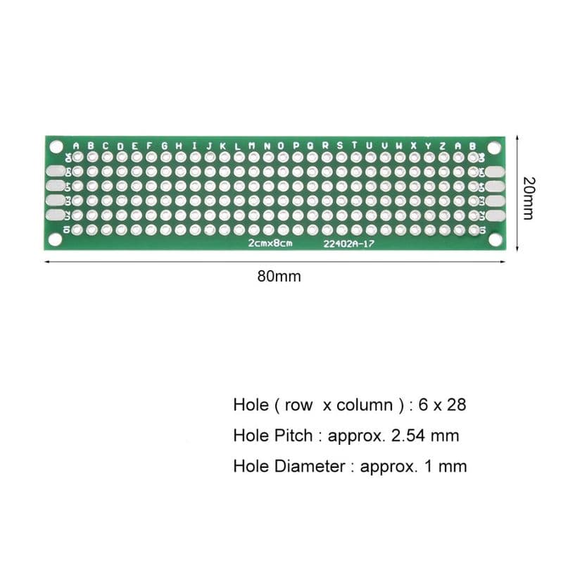 2x8cm Single Sided Universal PCB Prototype Board 2.54mm Pitch - View 3