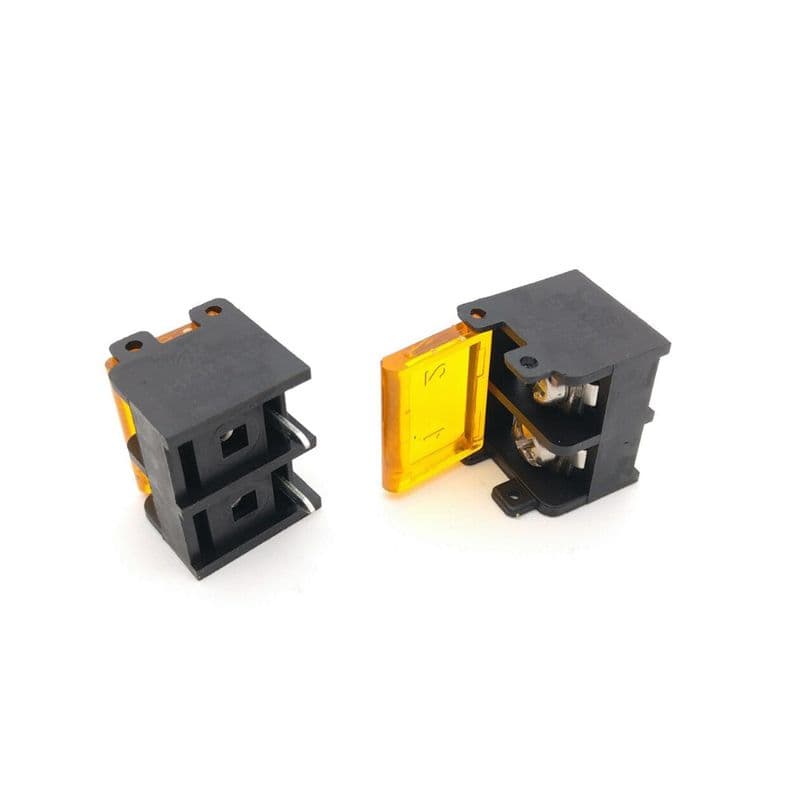 HB9500 Power Terminal Block Pitch 9.5mm 300V 25A 2Pin Black With Cover - View 1