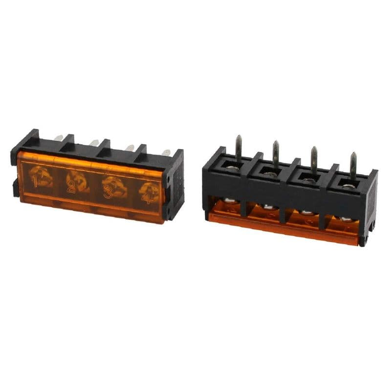 HB9500 Power Terminal Block Pitch 9.5mm 300V 25A 4Pin Black With Cover - View 1