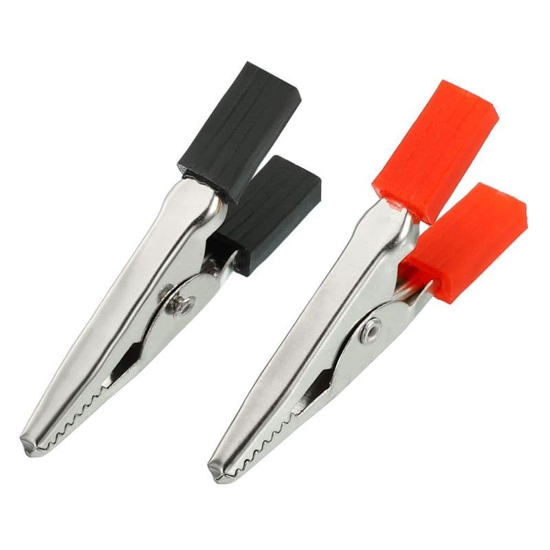 34mm Metal Alligator Insulated Crocodile Clip Black and Red Pair - View 2