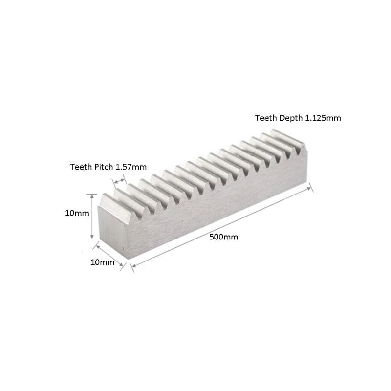 0.5 Module 10mm width x10mm height x 500mm 45 steel mechanical rack holless Only Rack - View 3