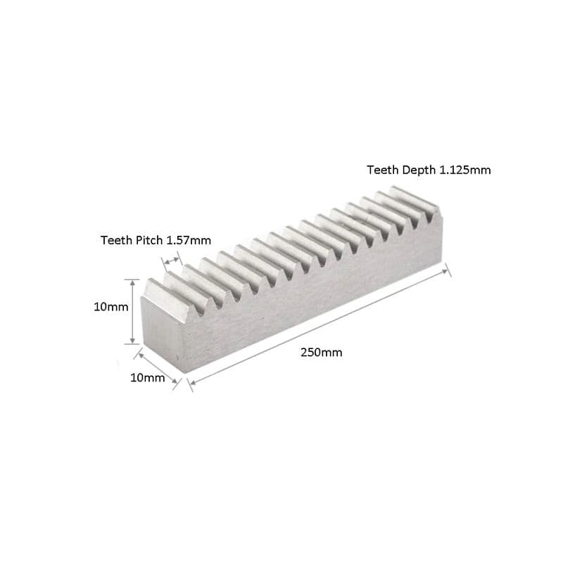 0.5 Module 10mm width x10mm height x 250mm 45 steel mechanical rack holless Only Rack - View 3