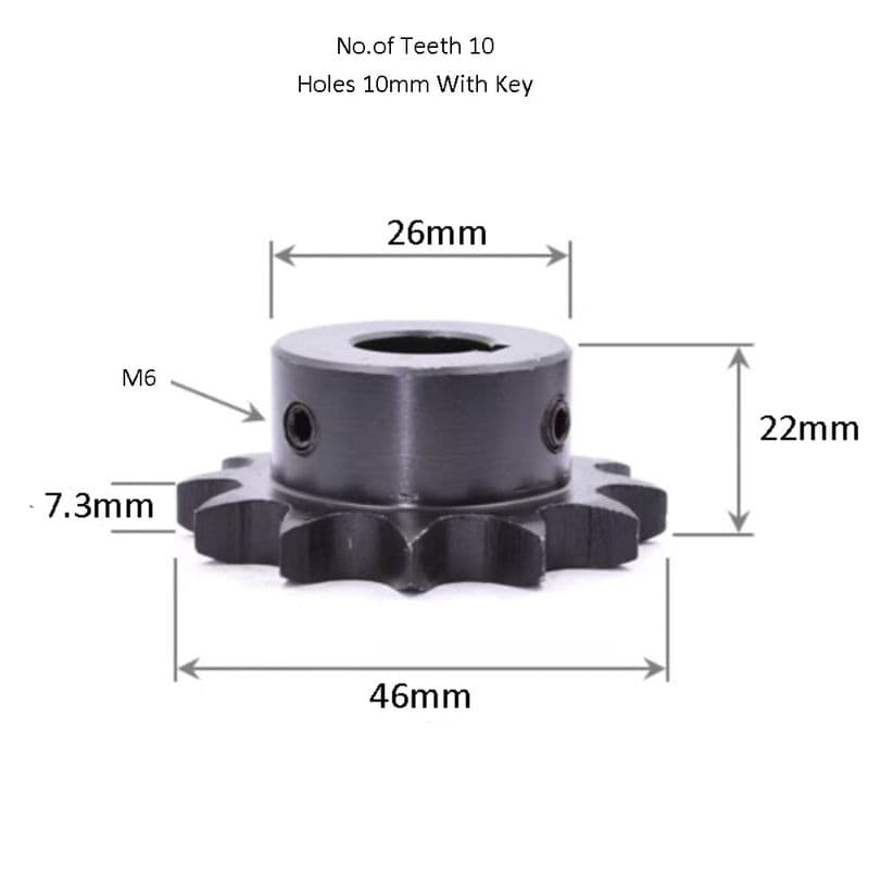4-Point Sprocket 08B 10 Teeth 10mm Hole Industrial Gear 45 Steel With 4mm Key - View 3