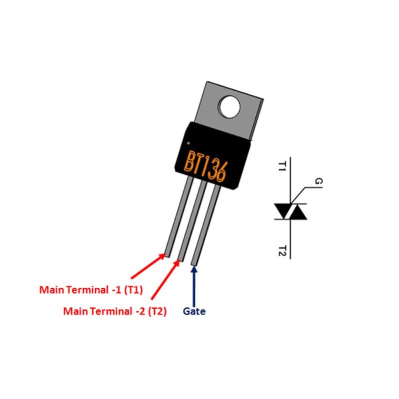 BT136 600V - 4A SCR Triac Thyristor Silicon - View 3