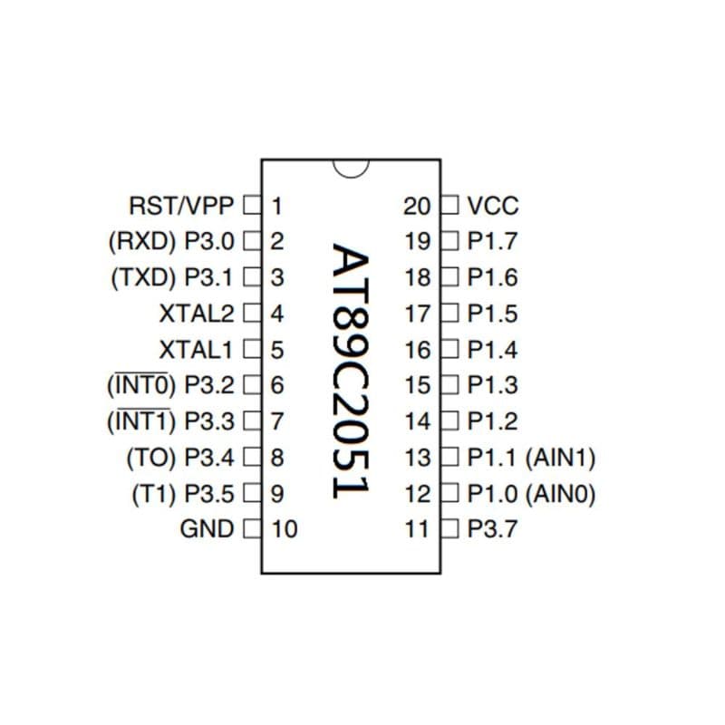 AT89C2051 Microcontroller DIP-20 - View 3
