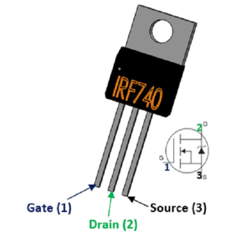 IRF740 TO-220 N-Channel MOSFET 55V 10A - View 3