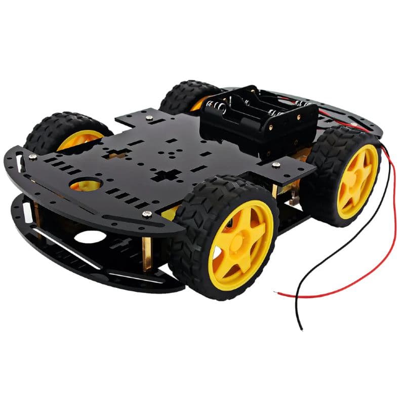 4WD Double Layer Black Robot Car Chassis Kit – DIY Robotics Platform - View 1