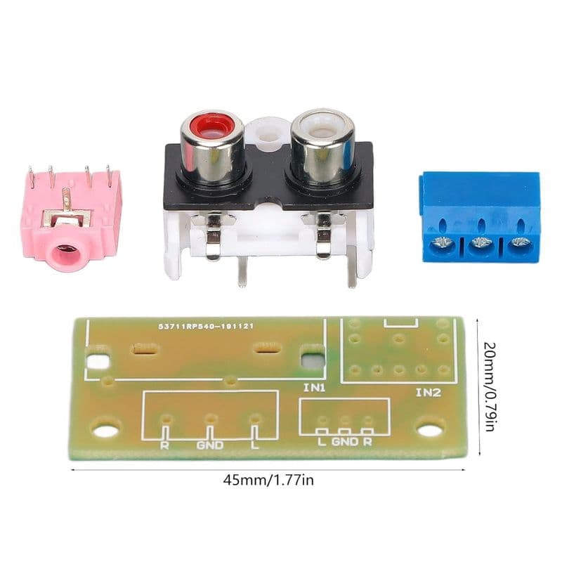 DIY Audio input and output adapter wiring lead board with 3.5mm plug socket and pcb terminal block - View 1