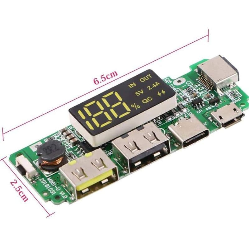 18650 5V 2.4A Lithium, Battery Digital Display, Charging Module Dual, USB Output Band, Display Booster, Mmodule - View 2