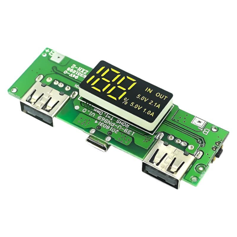 18650 5V 1A/2A Lithium Battery Digital Display & Charging Module, Dual USB Output Band, Display, Booster Module - View 3