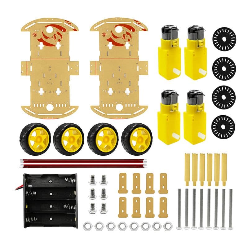 4WD Double Layer Red Robot Car Chassis Kit – DIY Robotics Platform - View 2
