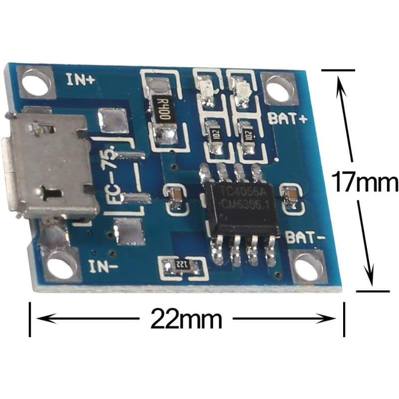 TP4056/TC4056 1A Li-Ion Lithium Battery Charging Module – Micro B USB - View 2
