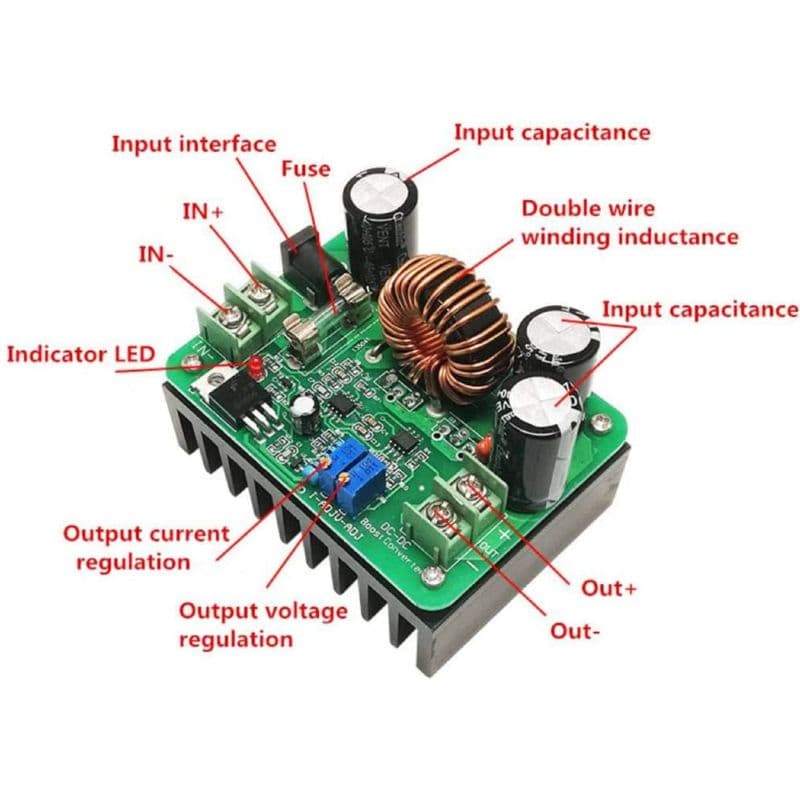 DC12-80V 600W High Power Adjustable Voltage Constant Current Boost DC-DC Converter Module - View 2