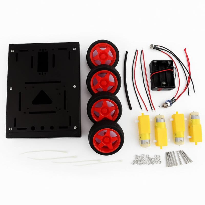 Export Quality 4WD Aluminum alloy DIY Robot car with motor and wheels (Black) - View 2